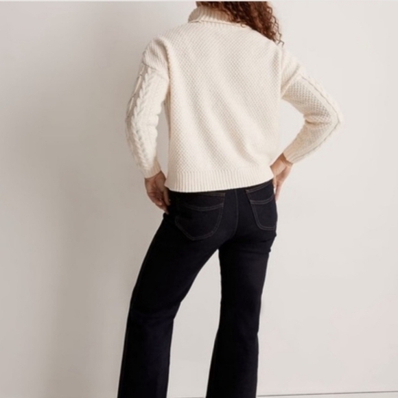 Madewell Cable Knitted Turtleneck Sweater in Antique Cream Color size Medium - Picture 2 of 15